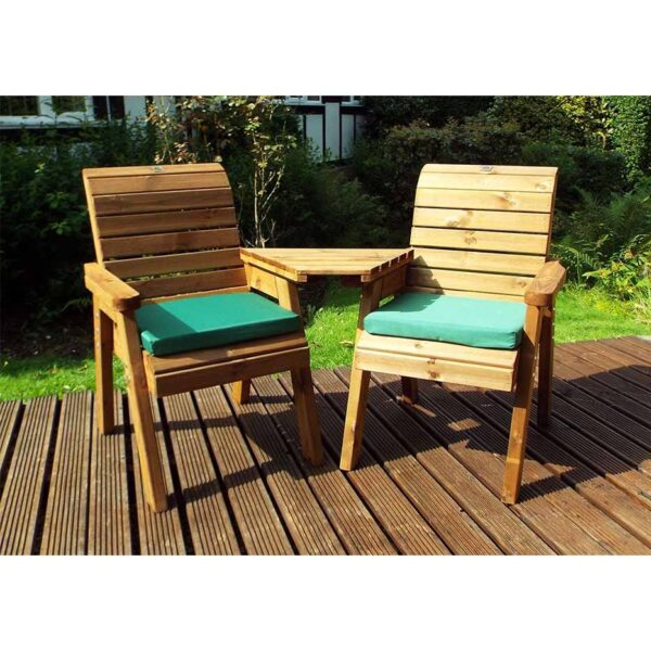 Twin Companion Set with Green Cushions | Angled