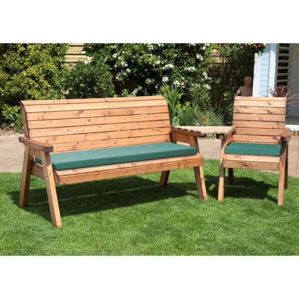 4 Seater Companion Set with Green Cushions | Angled