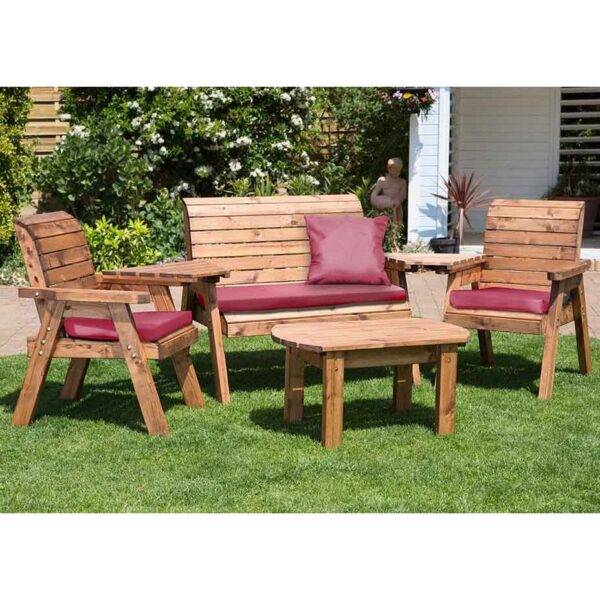 4 Seater Multi Set with Burgundy Cushions
