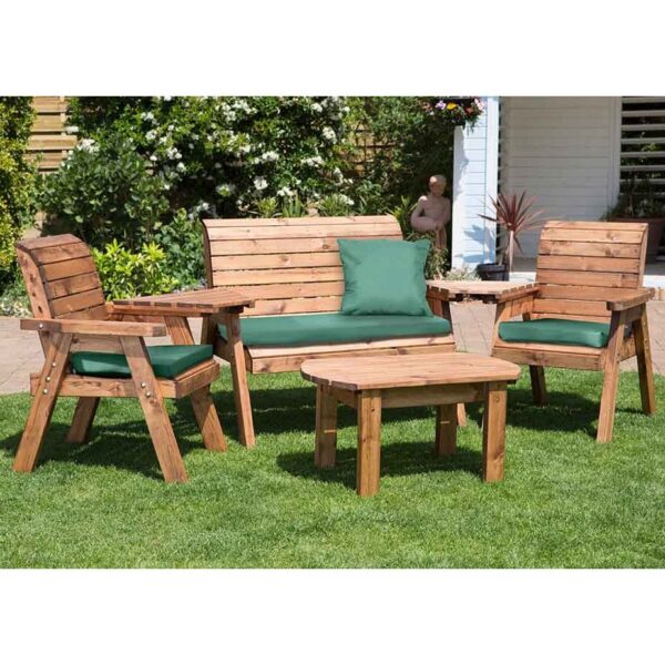 4 Seater Multi Set with Green Cushions