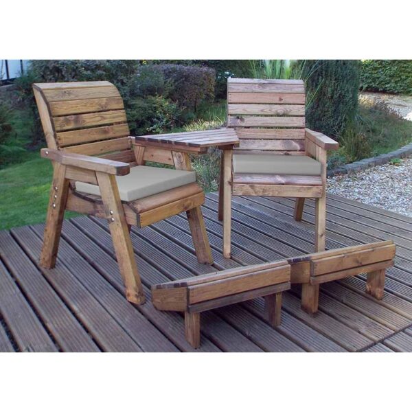 Deluxe Lounger Set with Grey Cushions | Angled
