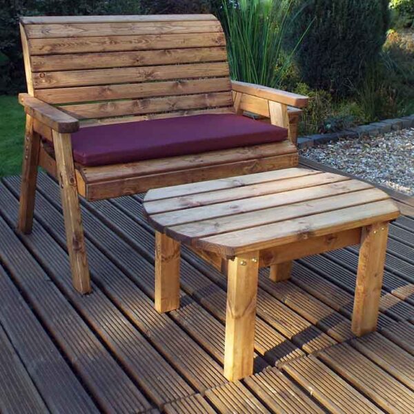 Deluxe Bench Set with Burgundy Cushion