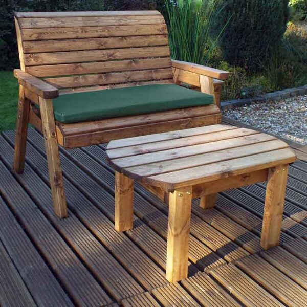 Deluxe Bench Set with Green Cushion