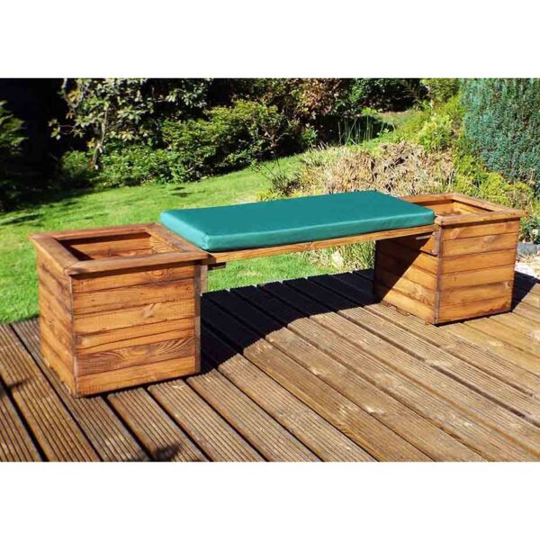 Deluxe Planter Bench with Green Cushion