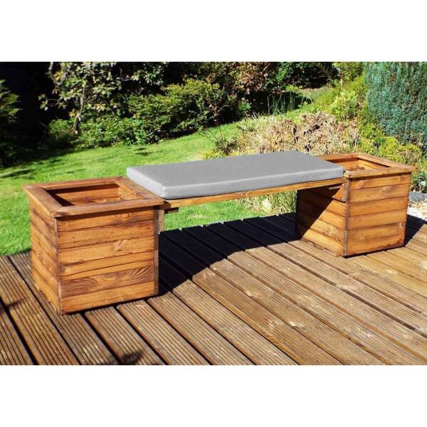 Deluxe Planter Bench with Grey Cushion