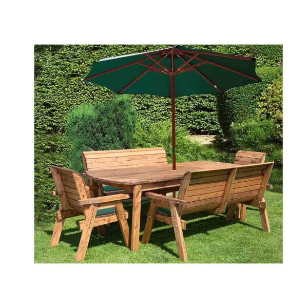 Eight Seater Dining Table Set with Green Accessories