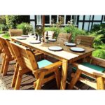 Eight Seater Rectangular Table Set with Green Accessories