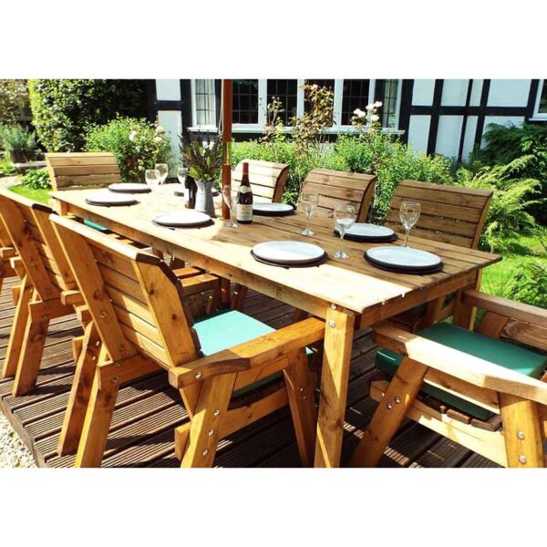 Eight Seater Rectangular Table Set with Green Accessories