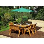 Eight Seater Chairs & Benches Dining Table Set with Green Accessories