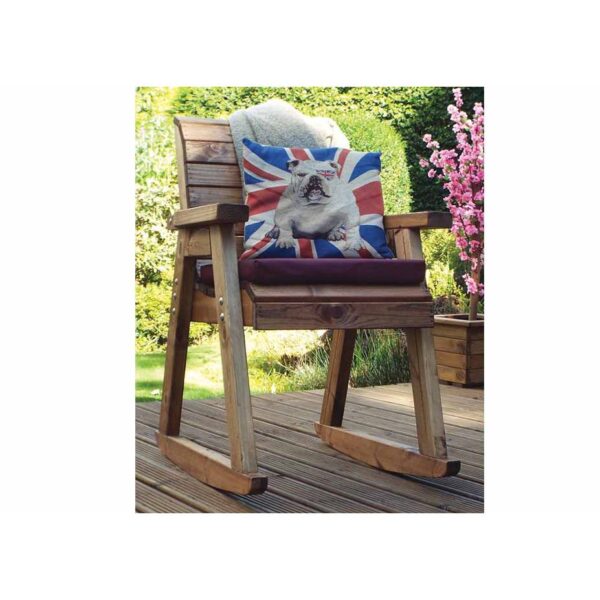 Wooden Chair Rocker with Burgundy Cushions