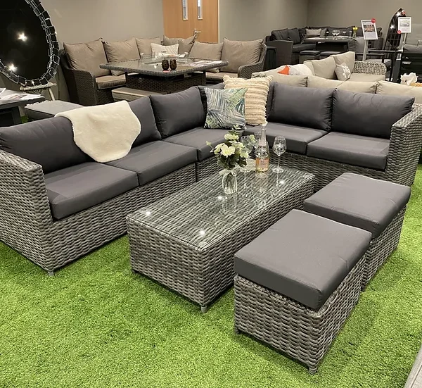 Continental Corner Sofa Set with 2 Footstools