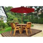 Four Seater Round Table Set with Burgundy Accessories