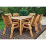 Six Seater Rect Straight Edged Table Set with Burgundy Accessories