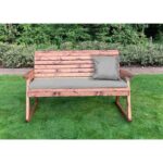 Traditional 3 Seater Bench with Grey Cushions - Image 2