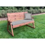 Traditional 3 Seater Bench with Grey Cushions