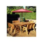 Eight Seater Chairs & Benches Dining Table Set with Burgundy Accessories - Image 3