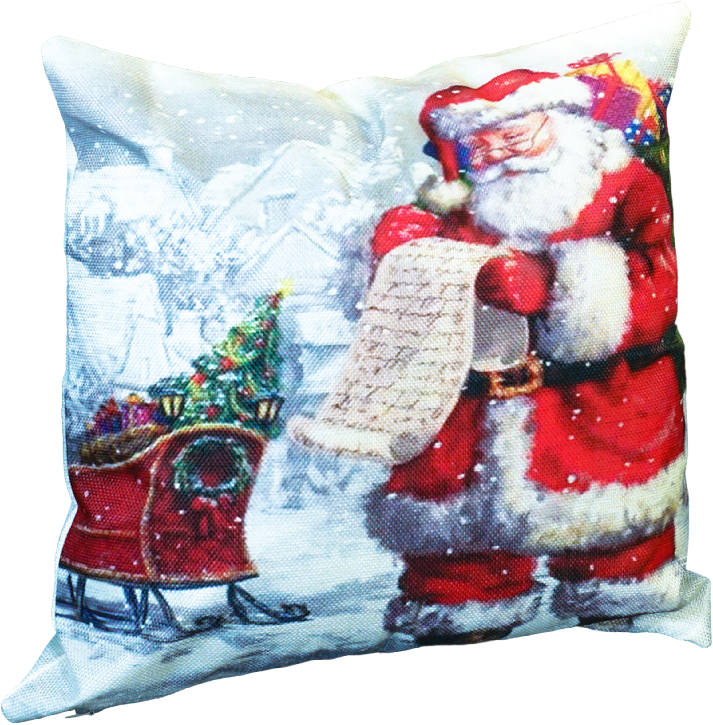 GH9097B Christmas Themed Cushion - 40cm x 40cm - Santa & Sleigh - Image 1