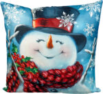 Christmas Themed Cushion - 45cm x 45cm - Happy Snowman - Image 2