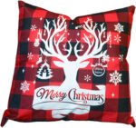 Christmas Themed Cushion - 45cm x 45cm - Plaid Stag - Image 2