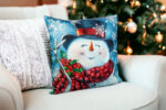 Christmas Themed Cushion - 45cm x 45cm - Happy Snowman - Image 4