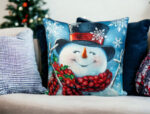 Christmas Themed Cushion - 45cm x 45cm - Happy Snowman - Image 5