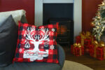 Christmas Themed Cushion - 45cm x 45cm - Plaid Stag - Image 4
