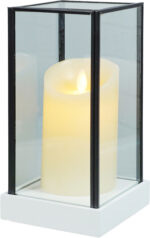 Hurricane Glass Artificial Candle Holder with Large LED Candle - Battery Operated - 21cm high - Image 2