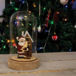Battery Powered Light Up Cloche Christmas Scene - Father Christmas