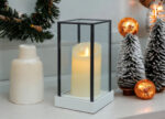 Hurricane Glass Artificial Candle Holder with Large LED Candle - Battery Operated - 21cm high - Image 4
