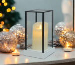 Hurricane Glass Artificial Candle Holder with Large LED Candle - Battery Operated - 21cm high - Image 5