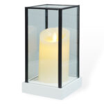 Hurricane Glass Artificial Candle Holder with Large LED Candle - Battery Operated - 21cm high - Image 7