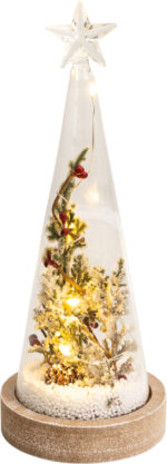 Battery Powered Light Up Glass Enclosed Christmas Scene - Mistletoe & Berries - Image 6